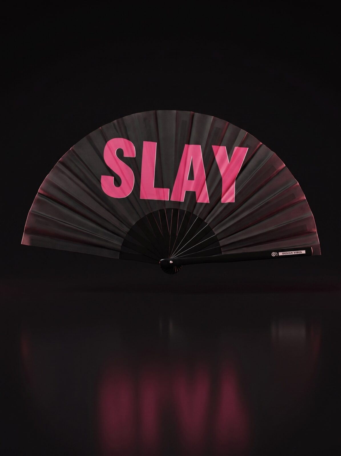 SLAY” festival Fan in zwart/roze – CSD & Rave accessoire