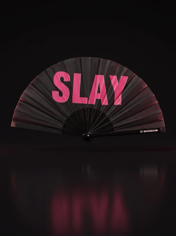 SLAY" festival Fan in zwart/roze - CSD & Rave accessoire