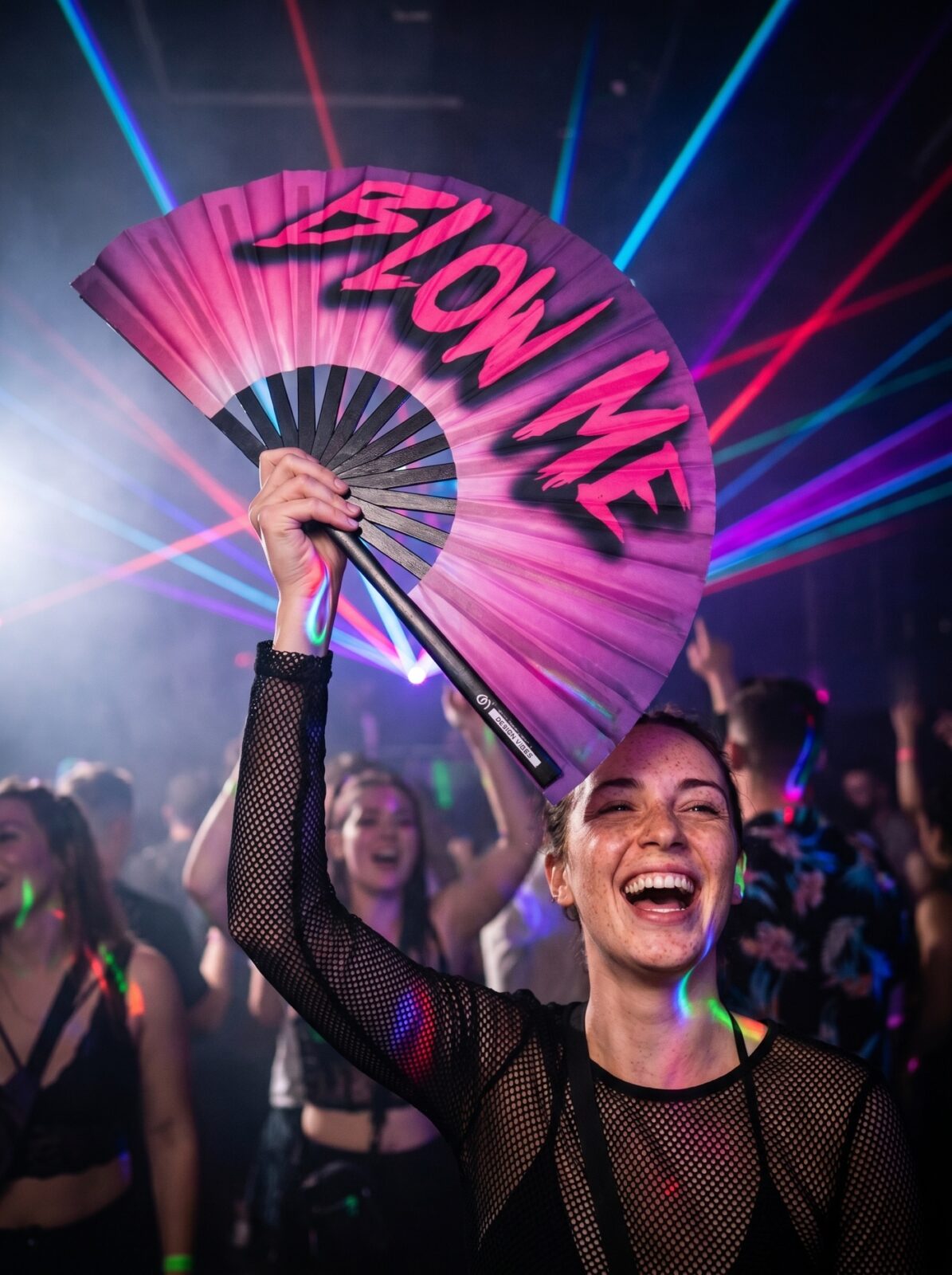 BLOW ME” festival Fan in paars-blauw – Rave & CSD accessoire – Weergave 2