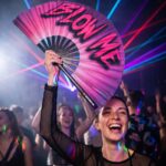 BLOW ME” festival Fan in paars-blauw – Rave & CSD accessoire – Weergave 2