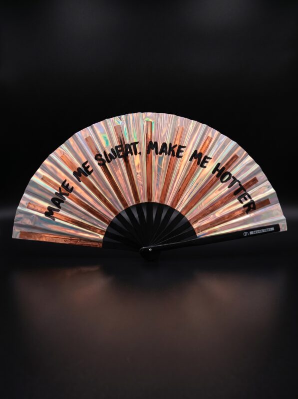 Festival Fan "MAKE ME SWEAT" holografisch rosé goud - Rave