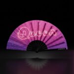 Festival Fan “Queen” roze-paars galaxy glitter – Rave & CSD – Weergave 1