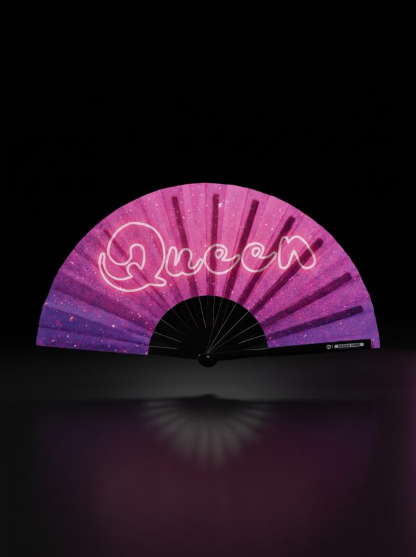 Festival Fan "Queen" roze-paars galaxy glitter - Rave & CSD