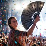 Festivalwaaier zwart glitter – elegant rave- & pride-accessoire – Weergave 4