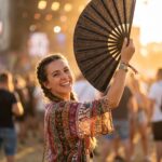 Festivalwaaier zwart glitter – elegant rave- & pride-accessoire – Weergave 3