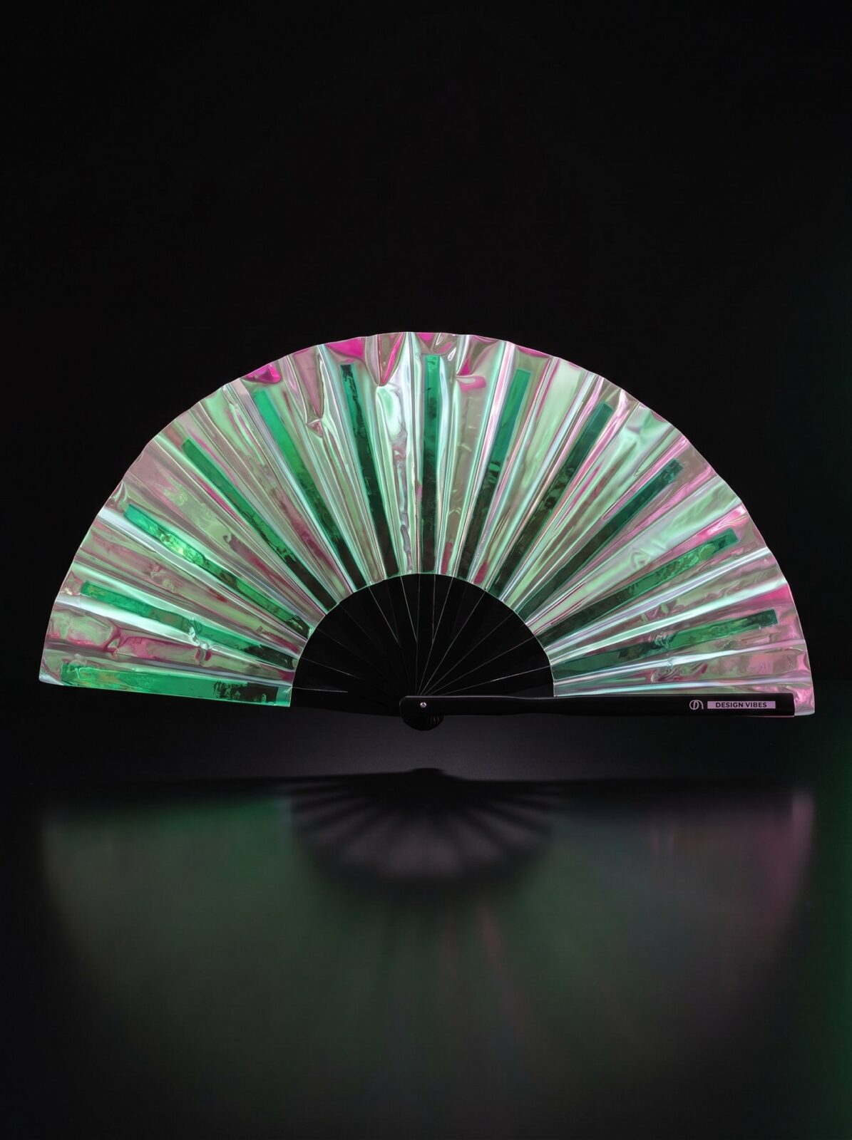 Festival Fan holografisch groen – iriserende accessoire voor Rave