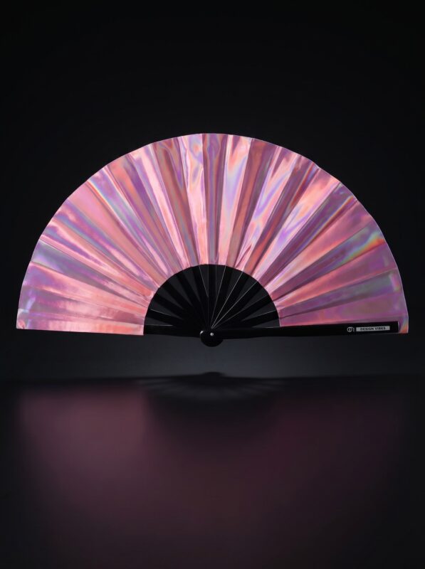 Festival Fan holografisch roze - geïriseerd Pride accessoire