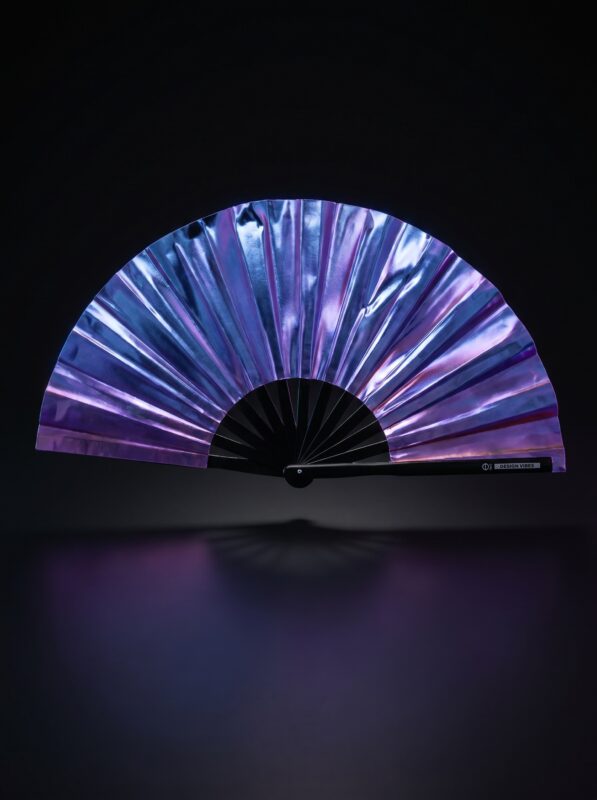 Festival Fan holografisch blauw-paars metallic - Rave accessoire