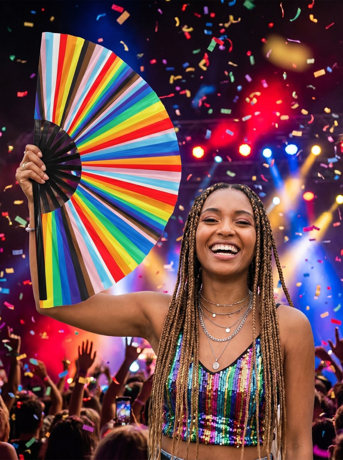 Festival-Fächer Pride Regenbogen-Streifen, CSD & Pride Accessoire, Weergave 4