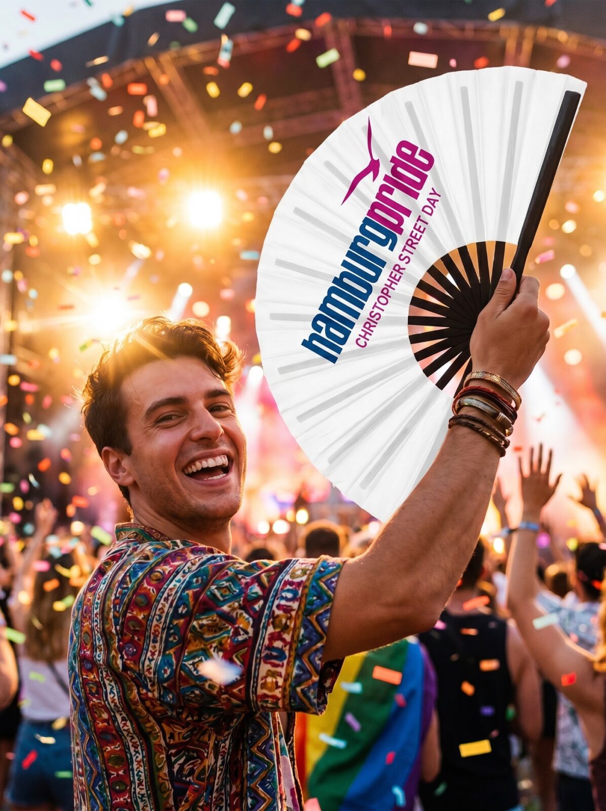 Festival-Fächer Hamburg Pride CSD in Weiß, Logo-Edition, Weergave 4