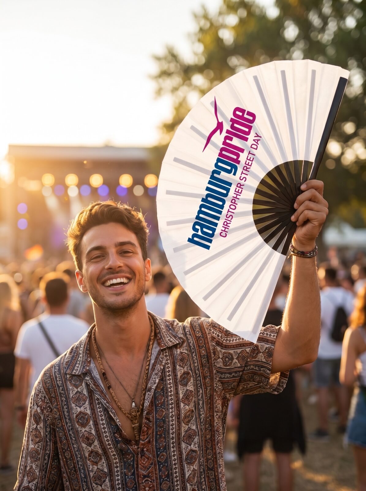 Festival-Fächer Hamburg Pride CSD in Weiß, Logo-Edition, Weergave 3