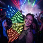 Festival Fan, zwart met regenboogstippen, Rave & CSD, Weergave 2