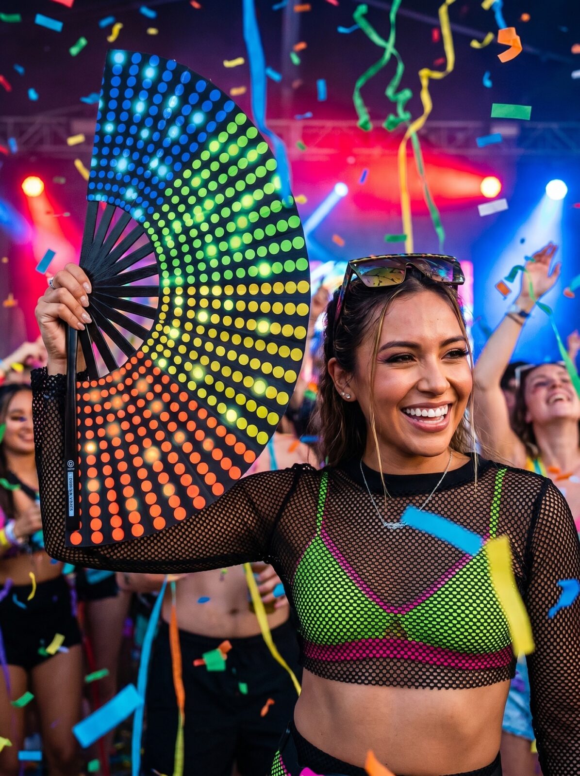 Festival Fan, zwart met regenboogstippen, Rave & CSD, Weergave 4