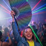 Festival Fan donkerblauw met regenboog hartjes – CSD & Pride – Weergave 2