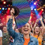 Festival Fan donkerblauw met regenboog hartjes – CSD & Pride – Weergave 4