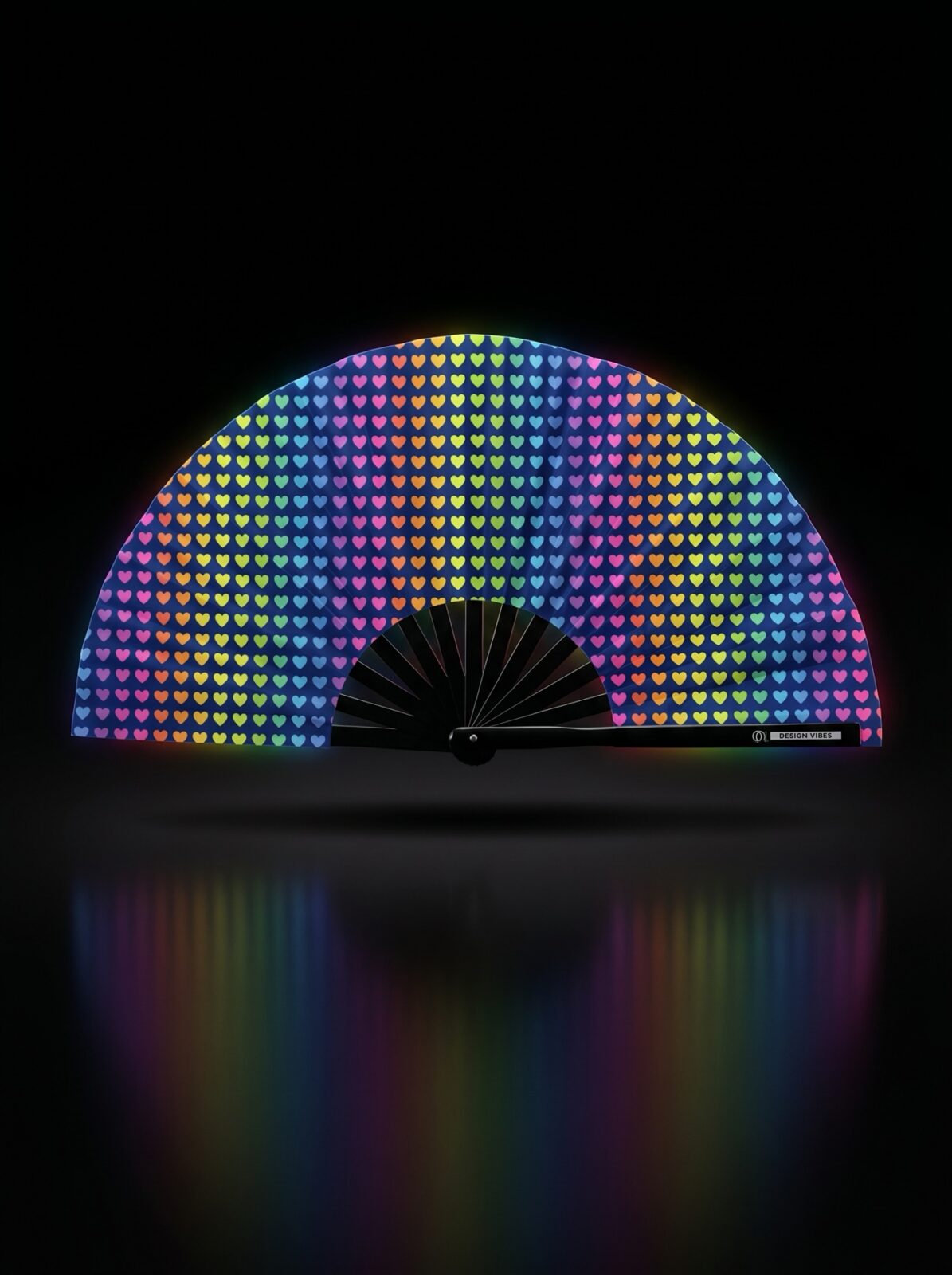 Festival Fan donkerblauw met regenboog hartjes – CSD & Pride