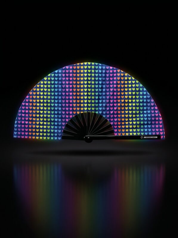 Festival Fan donkerblauw met regenboog hartjes - CSD & Pride