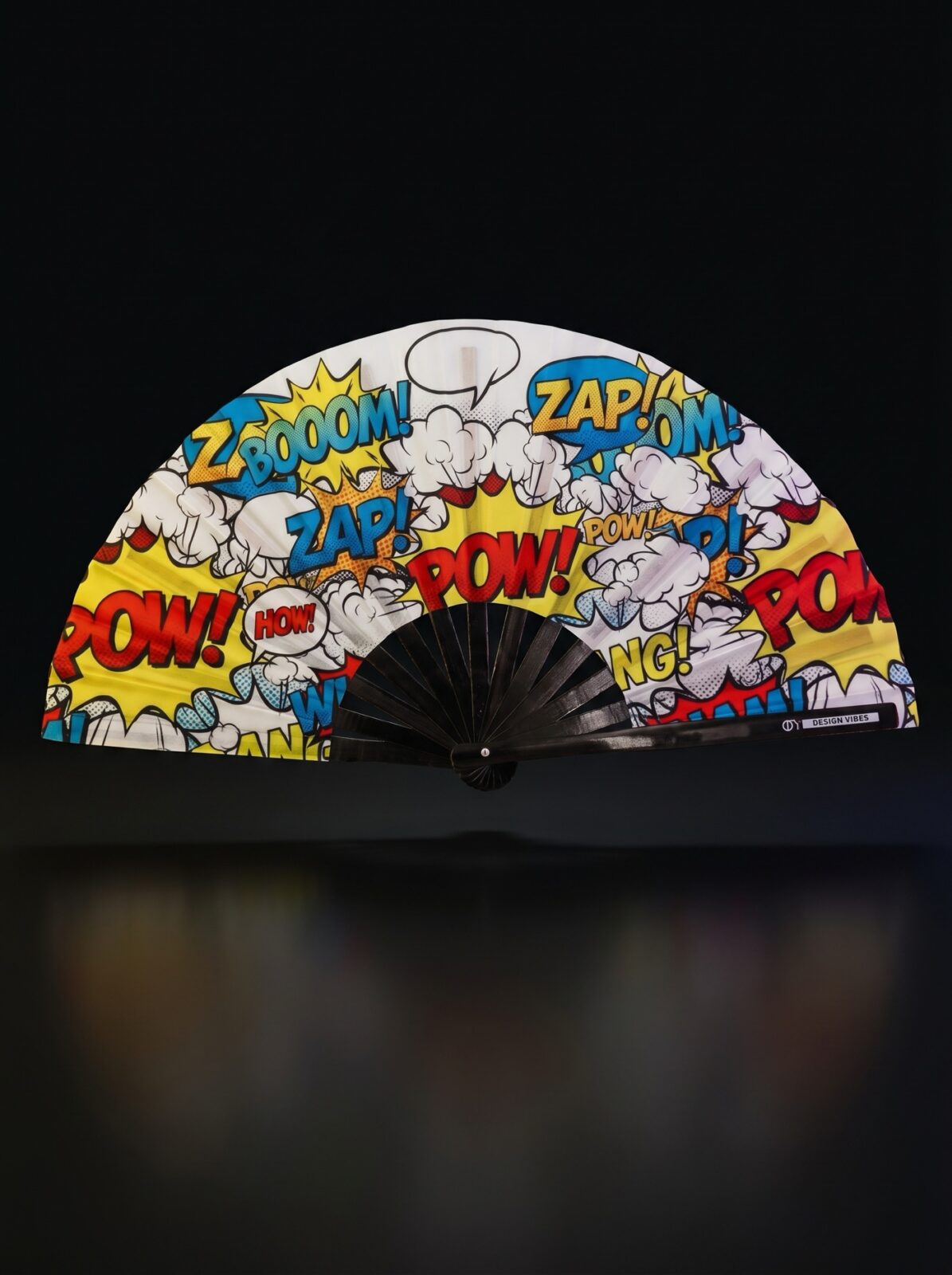 Festival Fan “ZAP BOOM POW” gele comic – Rave & Party