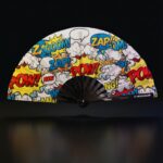 Festival Fan “ZAP BOOM POW” gele comic – Rave & Party – Weergave 1