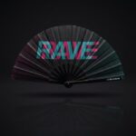Festival Fan “Rave” zwart teal-roze – techno & rave accessoire – Weergave 1