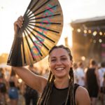 Festival Fan “Techno” Zwart Teal-Roze – Techno & Rave – Weergave 3