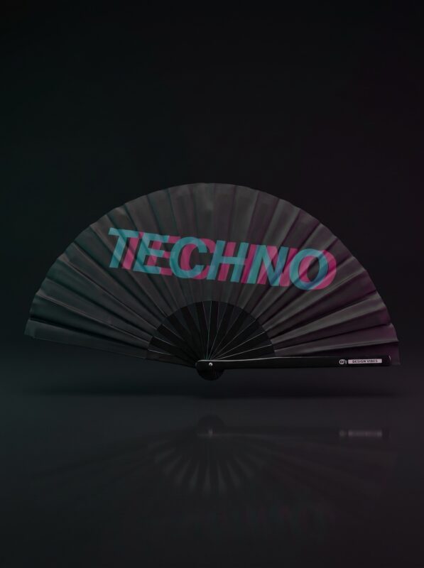 Festival Fan "Techno" Zwart Teal-Roze - Techno & Rave