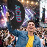 Festival Fan “ACID” zwart teal-roze – Techno & Rave accessoire – Weergave 4