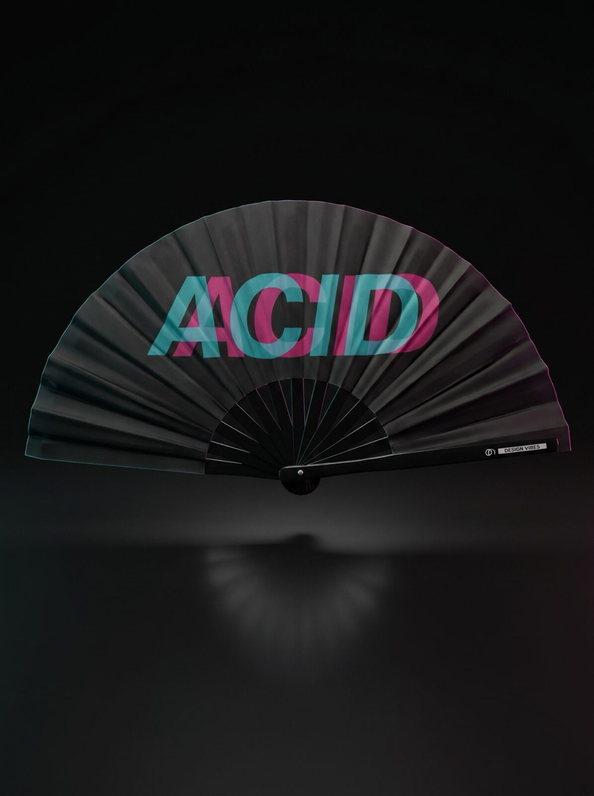 Festival Fan “ACID” zwart teal-roze – Techno & Rave accessoire