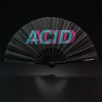 Festival Fan “ACID” zwart teal-roze – Techno & Rave accessoire – Weergave 1