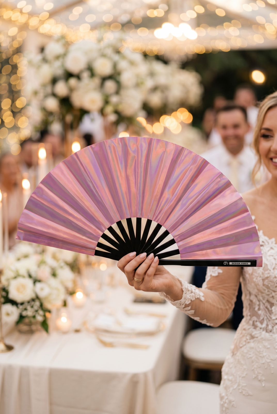 Festival Fan holografisch roze – geïriseerd Pride accessoire – Weergave 6