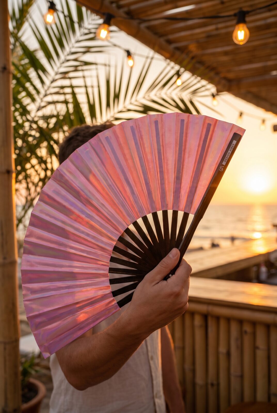 Festival Fan holografisch roze – geïriseerd Pride accessoire – Weergave 7