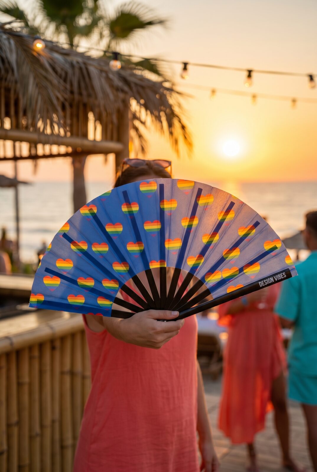 Festival Fan donkerblauw met regenboog hartjes – CSD & Pride – Weergave 6