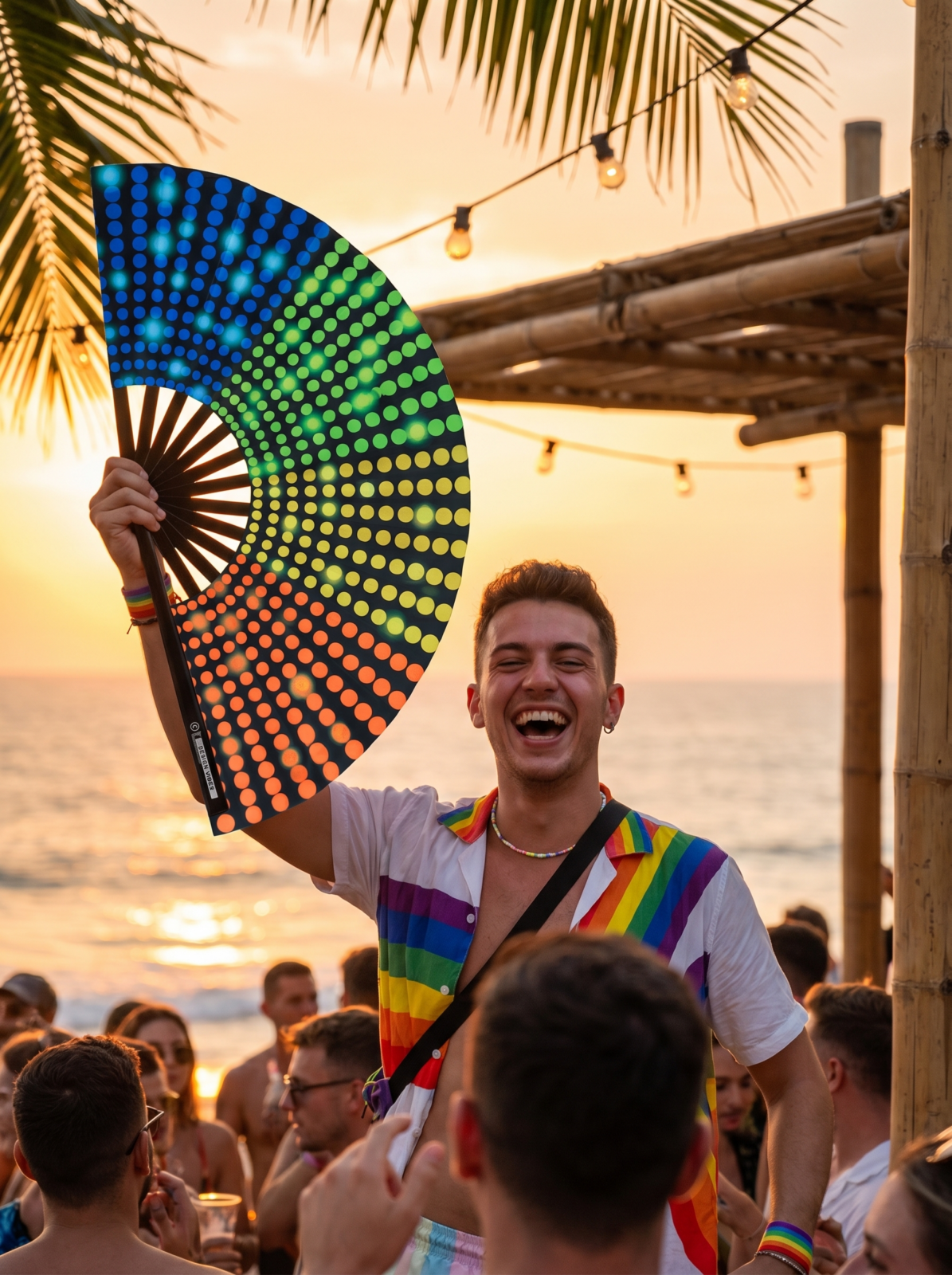 Festival Fan, zwart met regenboogstippen, Rave & CSD, Weergave 6