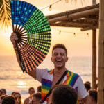 Festival Fan, zwart met regenboogstippen, Rave & CSD, Weergave 6