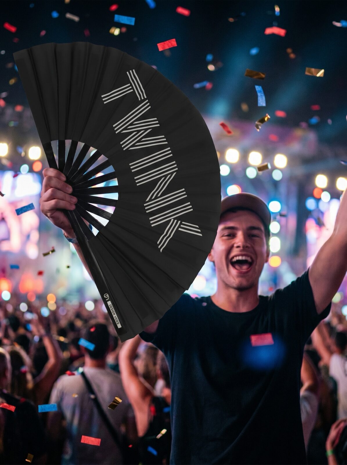 Festival Fan “TWINK” in zwart – Rave & Pride statement – Weergave 4
