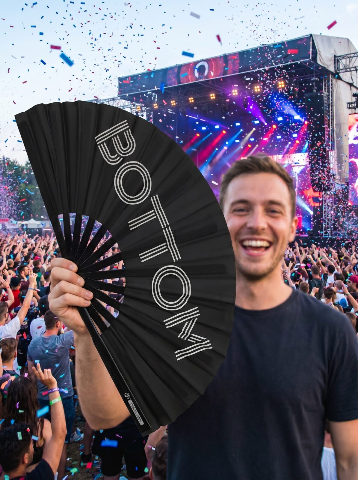 Festival Fan “BOTTOM” in zwart – CSD & Rave accessoire – Weergave 4