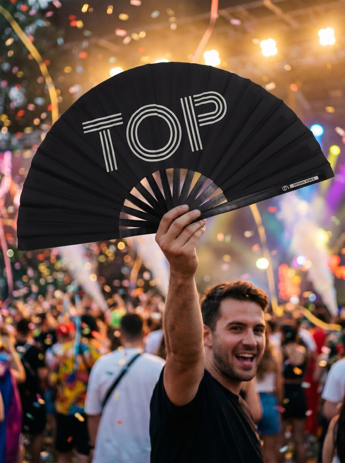 Festival Fan “TOP” in zwart – Rave & Pride statement – Weergave 4
