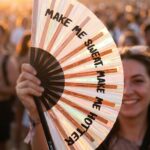 Festival Fan “MAKE ME SWEAT” holografisch rosé goud – Rave – Weergave 3