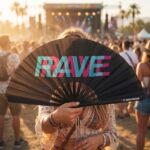 Festival Fan “Rave” zwart teal-roze – techno & rave accessoire – Weergave 5