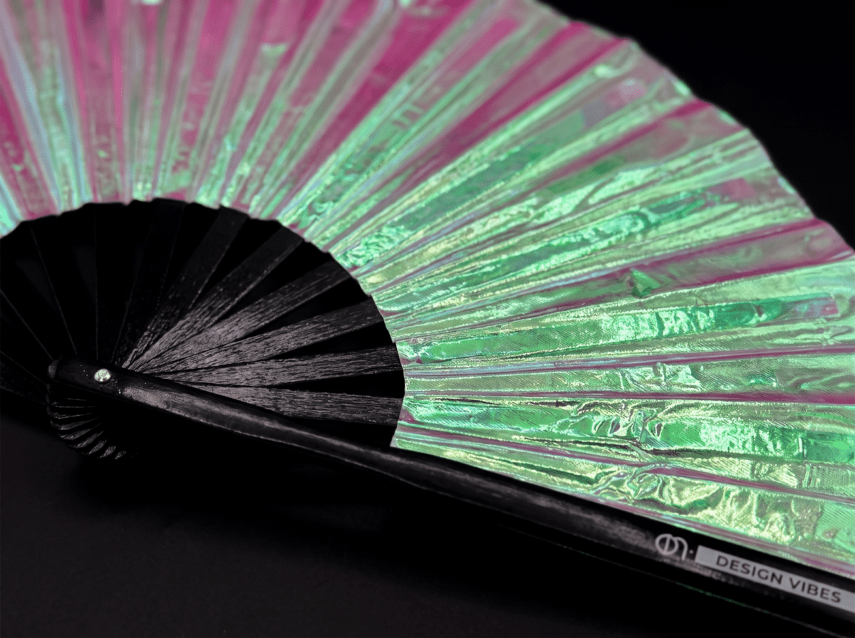 Festival Fan, holografisch groen, iriserend rave-accessoire, Weergave 10