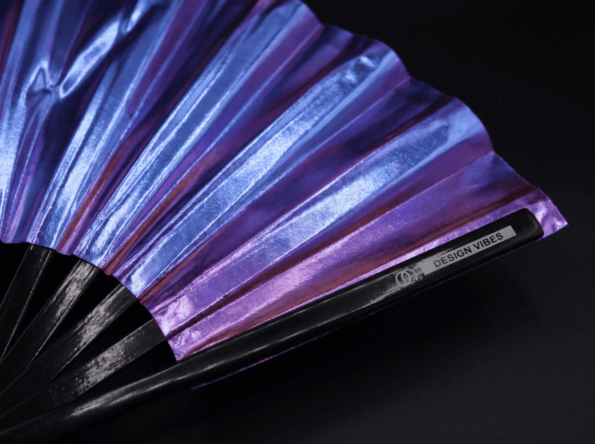 Festival Fan, holografisch blauw-paars metallic, rave-accessoire, Weergave 10
