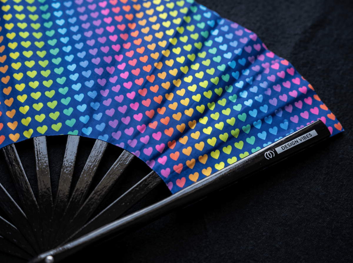 Festival Fan donkerblauw met regenbooghartjes, CSD & Pride, Weergave 8