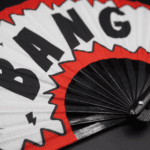 Festival Fan „BANG” comic in rood-wit, rave- en feestaccessoire, Weergave 8