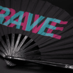 Festival Fan „RAVE” zwart, teal-roze, Techno- en Rave-accessoire, Weergave 8