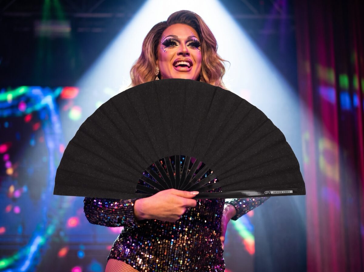 Festival Fan, zwart met glitter, een stijlvol accessoire voor raves en CSD, Weergave 5