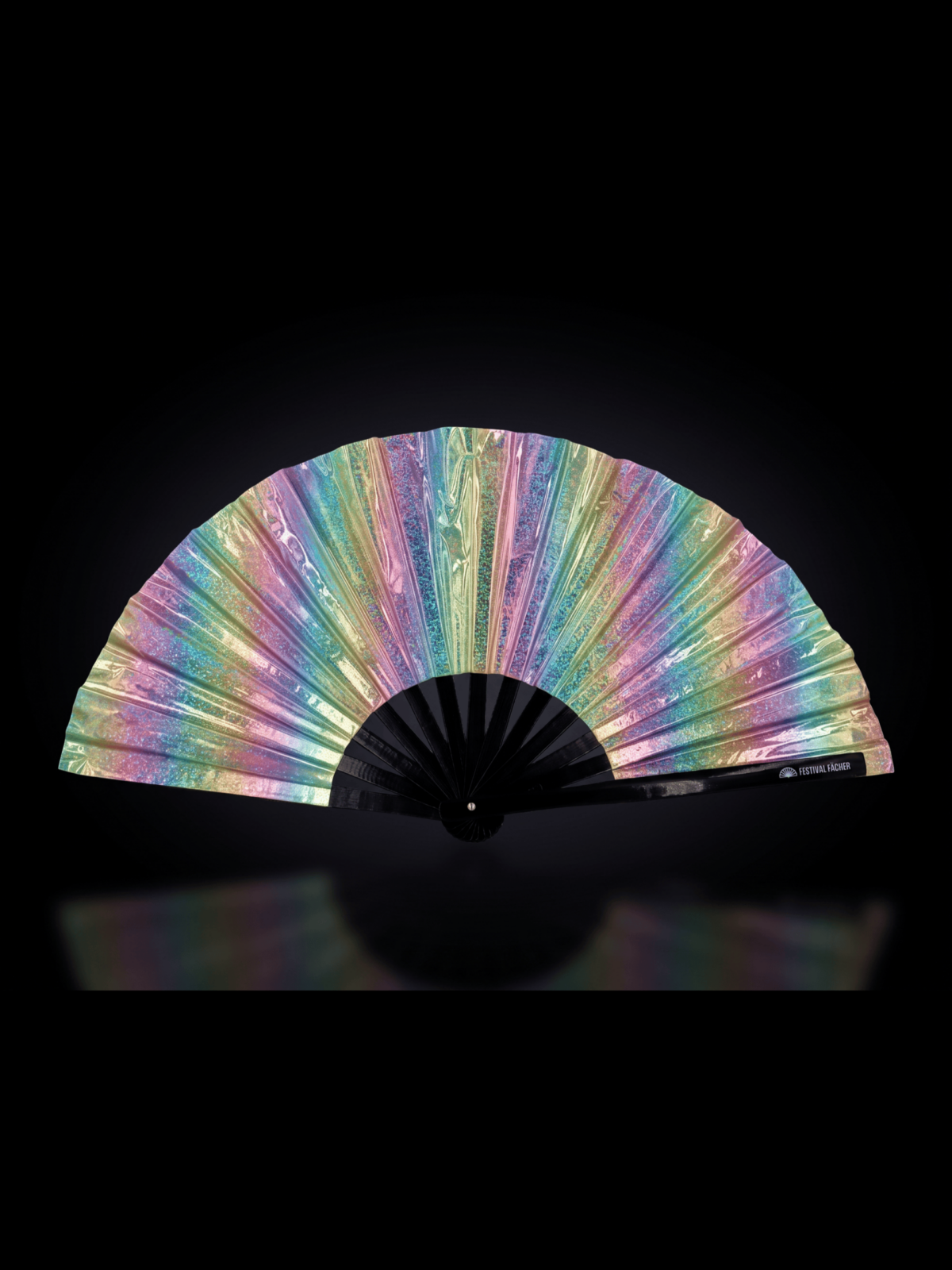 Festival Fans met holografische glitters in pastelkleuren en regenboogtinten voor festivals en Raves