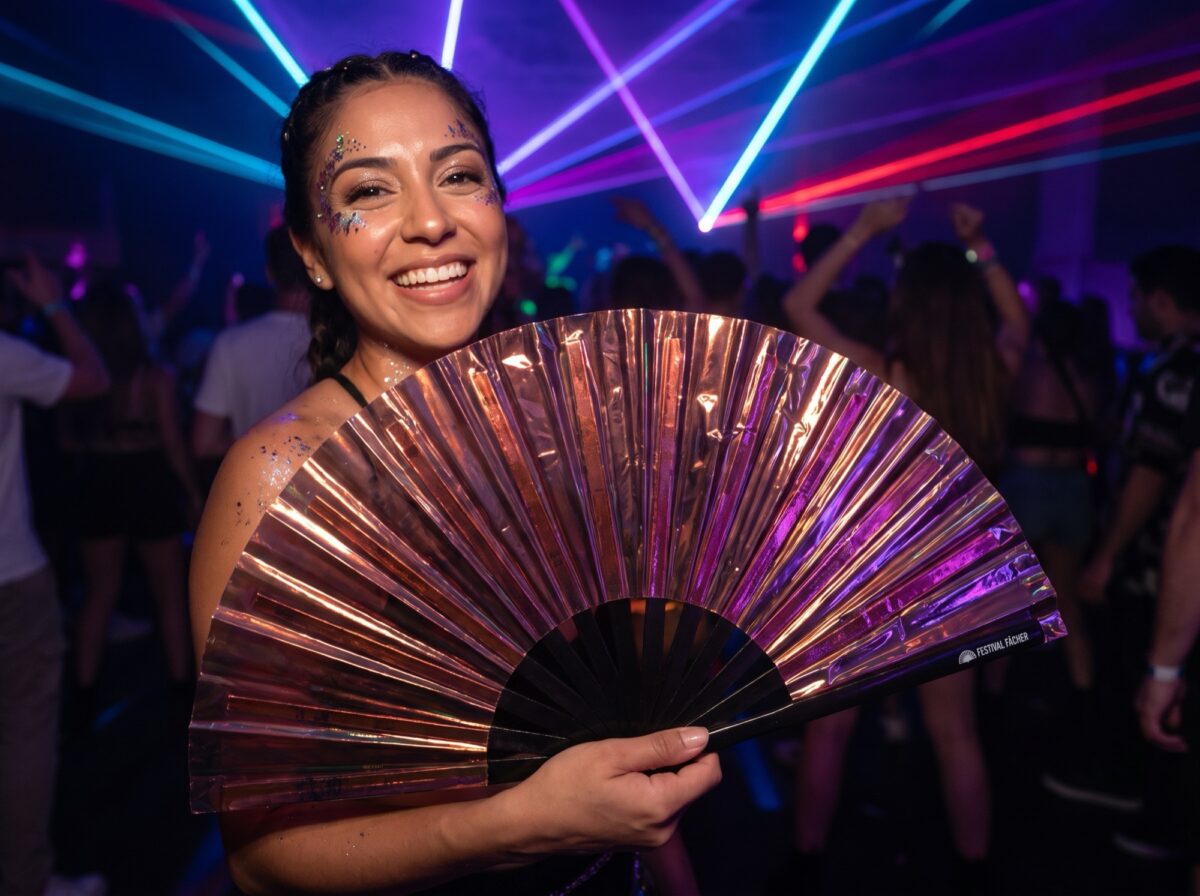 Festival Fans, holografisch, transparant, bordeauxrood, voor festivals en Raves, Weergave 2