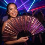 Festival Fans, holografisch, transparant, bordeauxrood, voor festivals en Raves, Weergave 2