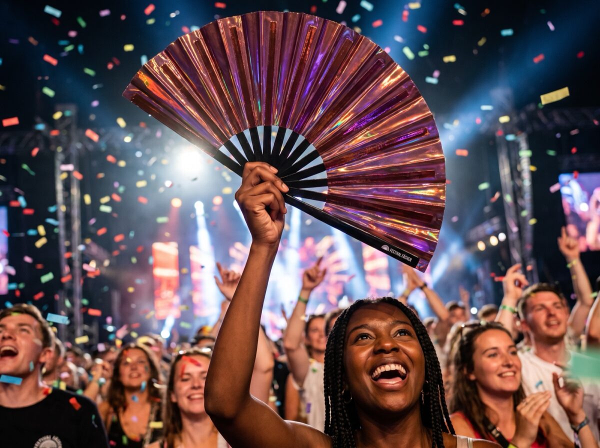 Festival Fans, holografisch, transparant, bordeauxrood, voor festivals en Raves, Weergave 4