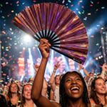 Festival Fans, holografisch, transparant, bordeauxrood, voor festivals en Raves, Weergave 4